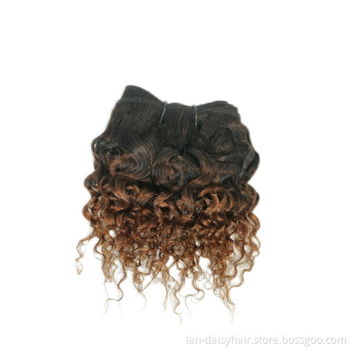 Wholesale Ombre 2 colors Brazilian  jerry curly  Human Hair Weave Bundles Virgin Cuticle Aligned Hair Extensions